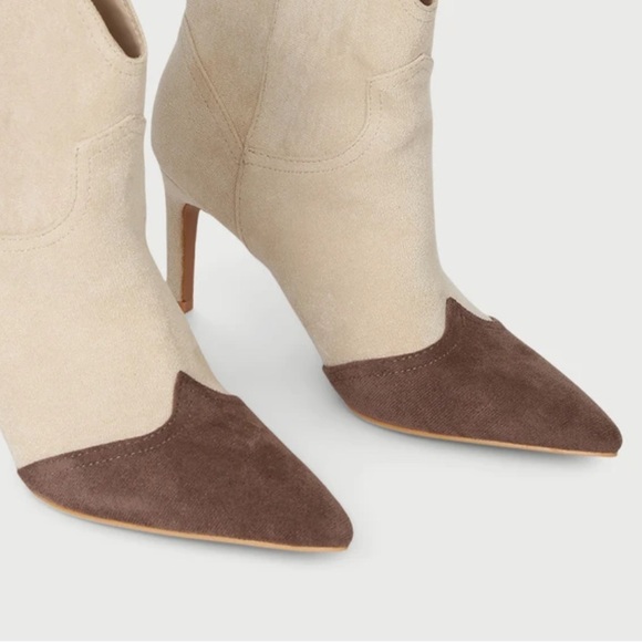 Lulus Luglyn Bone Color Block Suede Pointed-Toe Ankle
Booties - Picture 4 of 11